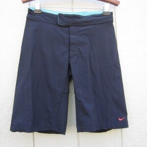 Vintage NIKE Shorts Mens M Black‎ Back Zip Pocket Knee Length Vented Hood /Loop